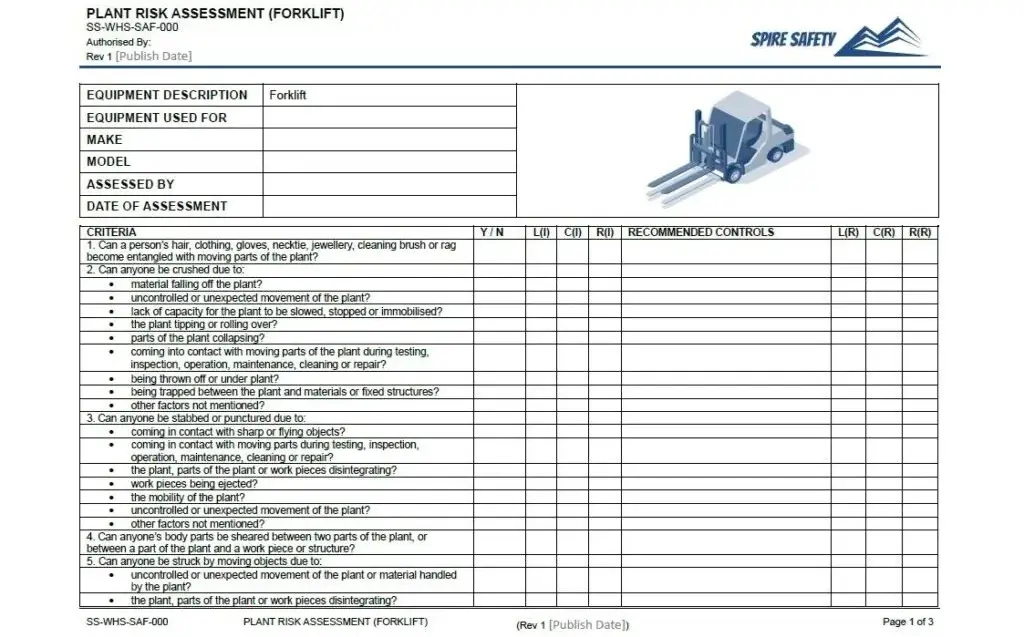 forklift risk assessment